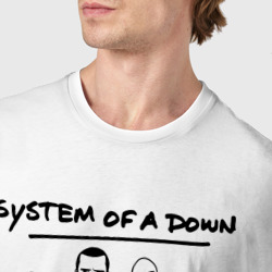 Футболка с принтом Арт на группу System of a Down для мужчины, вид на модели спереди №4. Цвет основы: белый