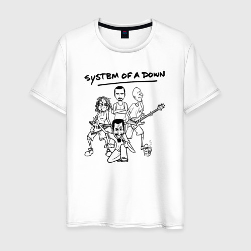 Мужская футболка из хлопка с принтом Арт на группу System of a Down, вид спереди №1