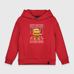 Детское худи Oversize хлопок Christmas Cat