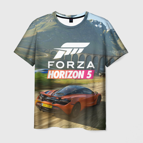 Мужская футболка с принтом Forza Horizon 5, игра, вид спереди №1