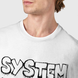 Футболка с принтом Карикатура на группу System of a Down для мужчины, вид на модели спереди №4. Цвет основы: белый