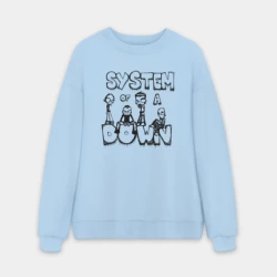 Мужской свитшот oversize без начеса хлопок Карикатура на группу System of a Down