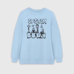 Женский свитшот oversize без начеса хлопок Карикатура на группу System of a Down
