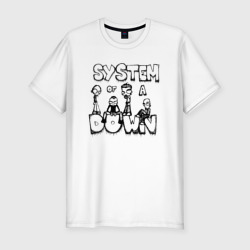 Мужская футболка хлопок Slim Карикатура на группу System of a Down