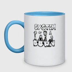 Кружка двухцветная Карикатура на группу System of a Down