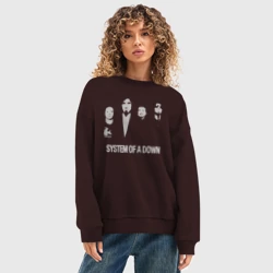 Женский свитшот oversize без начеса хлопок Состав группы System of a Down - фото 2