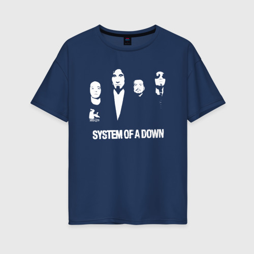 Женская футболка хлопок Oversize Состав группы System of a Down, цвет темно-синий