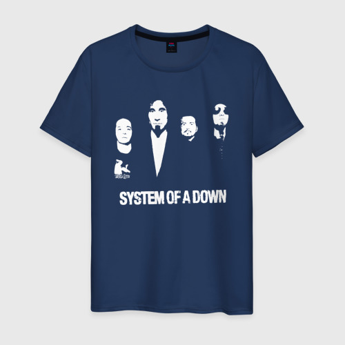 Мужская футболка из хлопка с принтом Состав группы System of a Down, вид спереди №1