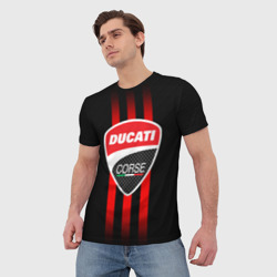 Мужская футболка 3D Ducati carbon logo Italy concern - фото 2