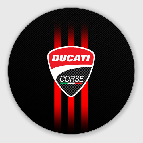 Круглый коврик для мышки Ducati carbon logo Italy concern