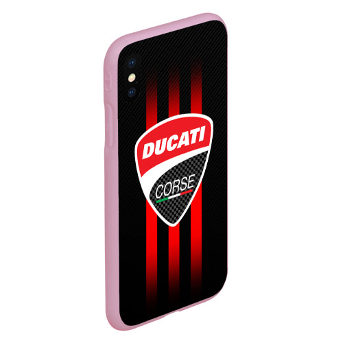 Чехол для iPhone XS Max матовый Ducati carbon logo Italy concern, цвет розовый - фото 3