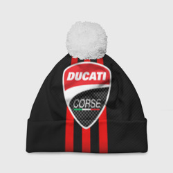 Шапка 3D c помпоном Ducati carbon logo Italy concern