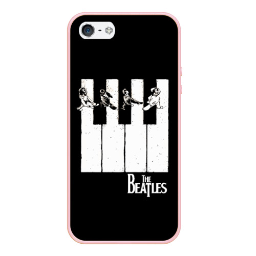 Чехол для iPhone 5/5S матовый The Beatles знаменитая картинка, цвет светло-розовый