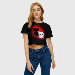 Женская футболка Crop-top 3D Котик дьявол kitty devil