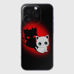Чехол для iPhone 16 Pro Max силиконовый с защитой камеры Котик дьявол kitty devil