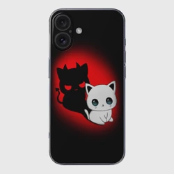 Чехол для iPhone 16 силиконовый с защитой камеры Котик дьявол kitty devil