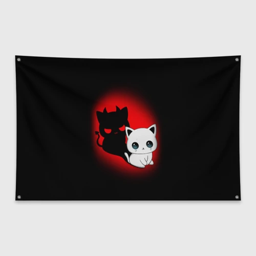 Флаг-баннер Котик дьявол kitty devil