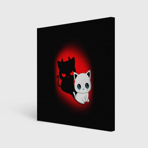 Холст квадратный Котик дьявол kitty devil
