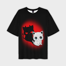 Мужская футболка oversize 3D Котик дьявол kitty devil