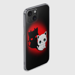Чехол для iPhone 15 силиконовый с защитой камеры Котик дьявол kitty devil - фото 2