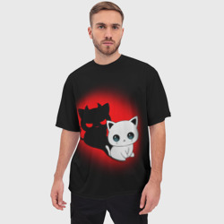 Мужская футболка oversize 3D Котик дьявол kitty devil - фото 2