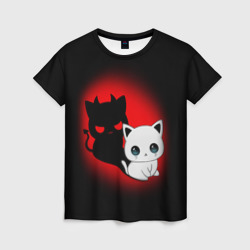 Женская футболка 3D Котик дьявол kitty devil