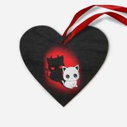 Деревянная игрушка Сердце Котик дьявол kitty devil