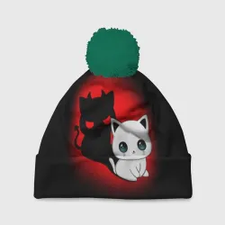 Шапка 3D c помпоном Котик дьявол kitty devil