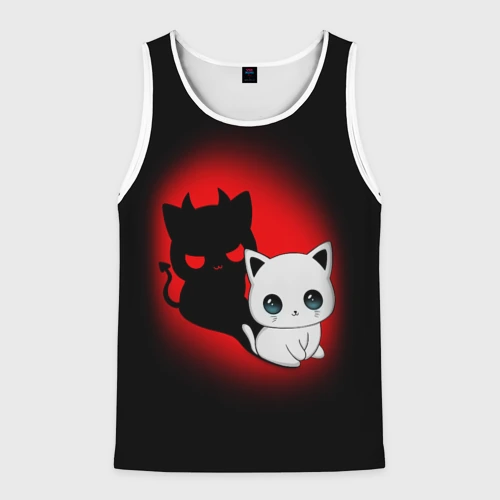 Мужская майка 3D Котик дьявол kitty devil