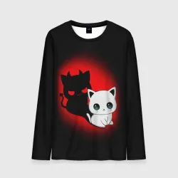 Мужской лонгслив 3D Котик дьявол kitty devil