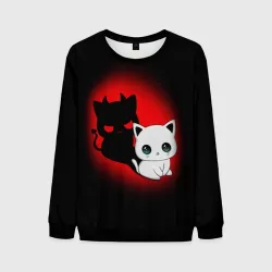 Мужской свитшот 3D Котик дьявол kitty devil