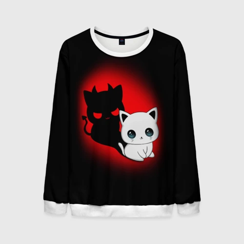 Мужской свитшот 3D Котик дьявол kitty devil
