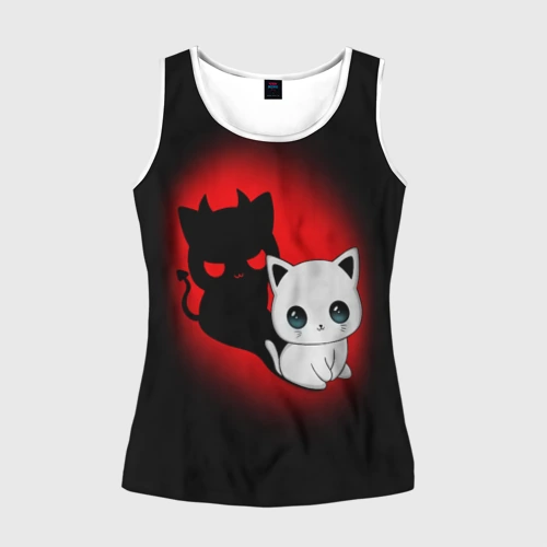 Женская майка 3D Котик дьявол kitty devil