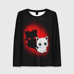 Женский лонгслив 3D Котик дьявол kitty devil