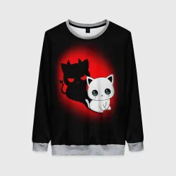 Женский свитшот 3D Котик дьявол kitty devil