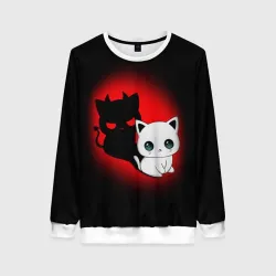 Женский свитшот 3D Котик дьявол kitty devil