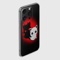 Чехол для iPhone 15 Pro силиконовый с защитой камеры Котик дьявол kitty devil - фото 2
