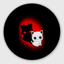Круглый коврик для мышки Котик дьявол kitty devil