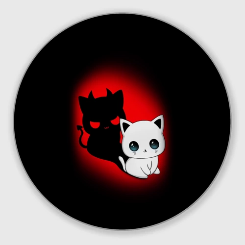 Круглый коврик для мышки Котик дьявол kitty devil