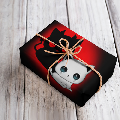 Бумага для упаковки 3D Котик дьявол kitty devil - фото 4