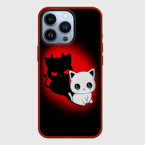 Чехол для iPhone 13 Pro Котик дьявол kitty devil, цвет красный