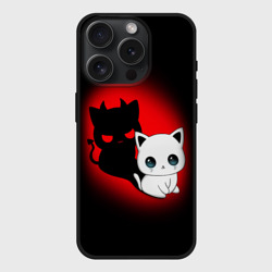 Чехол силиконовый для Apple iPhone 15 Pro матовый Котик дьявол kitty devil