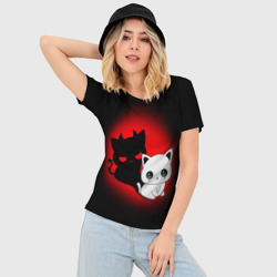 Женская футболка 3D Slim Котик дьявол kitty devil - фото 2