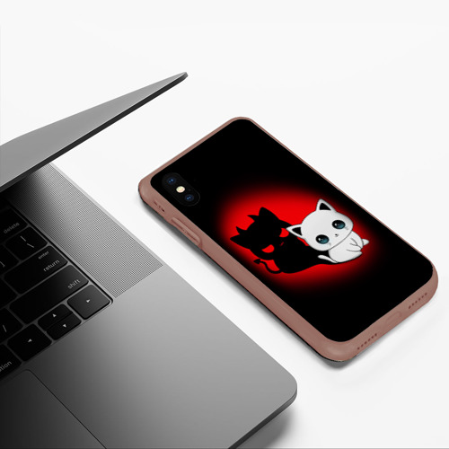 Чехол для iPhone XS Max матовый Котик дьявол kitty devil, цвет коричневый - фото 5