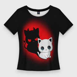 Женская футболка 3D Slim Котик дьявол kitty devil