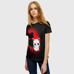 Женская футболка 3D Котик дьявол kitty devil - фото 2