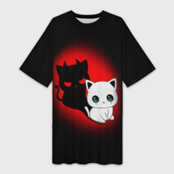 Котик дьявол kitty devil – Платье-футболка 3D с принтом купить