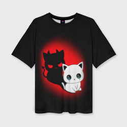 Женская футболка oversize 3D Котик дьявол kitty devil