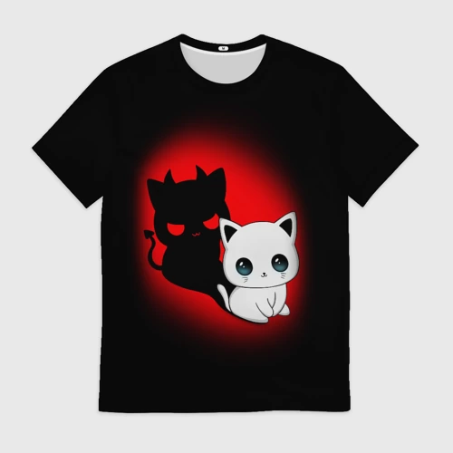 Мужская футболка 3D Котик дьявол kitty devil