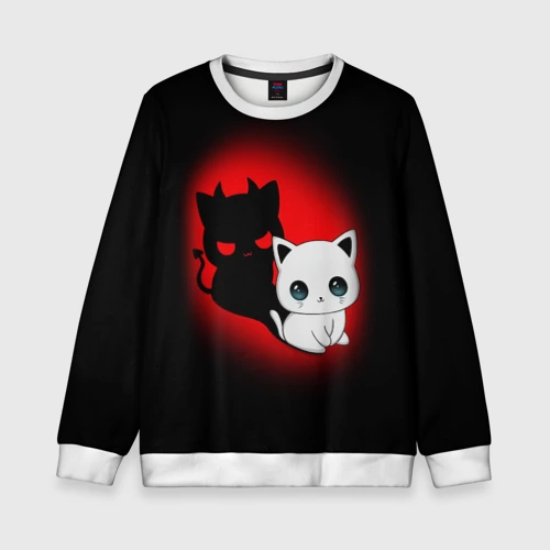 Детский свитшот 3D Котик дьявол kitty devil